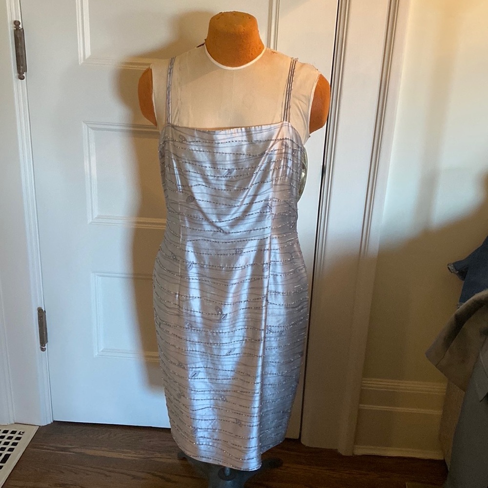 Dana Buchman, vintage silk beaded dress, size 12P